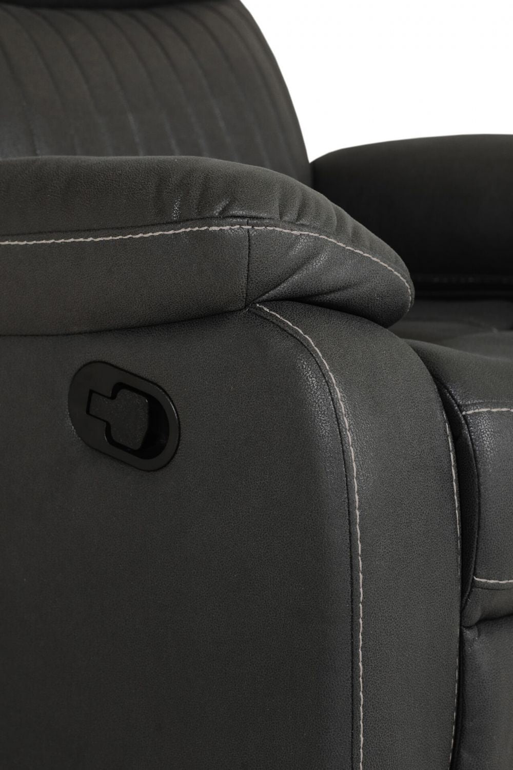 Dark Grey Leather Manual Recliner Chair