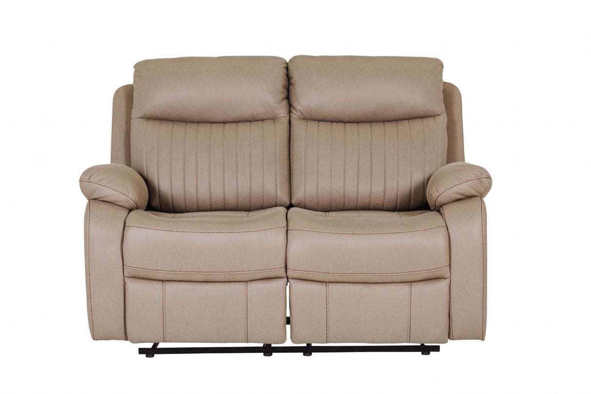 Light Brown Fabric 2 Seater Manual Recliner Sofa