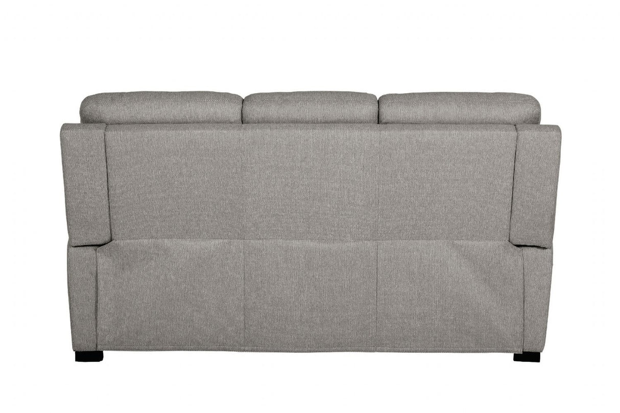 Grey Fabric 3 Seater Standard Back Sofa Cushioned Headrest