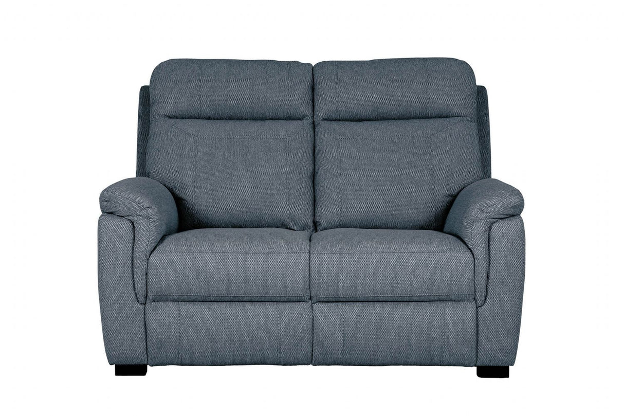 Blue Fabric 2 Seater Standard Back Sofa Cushioned Headrest