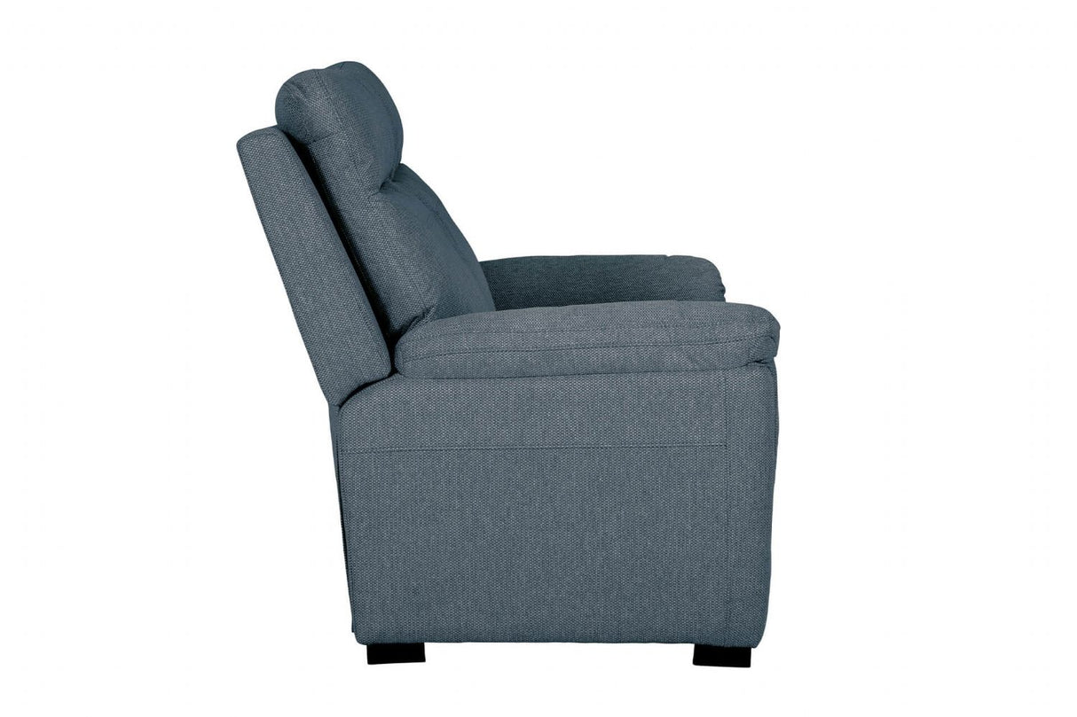 Blue Fabric 2 Seater Standard Back Sofa Cushioned Headrest