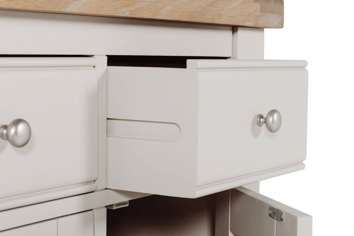 Taupe Wooden 2 Door 2 Drawer Small Sideboard Oak Top