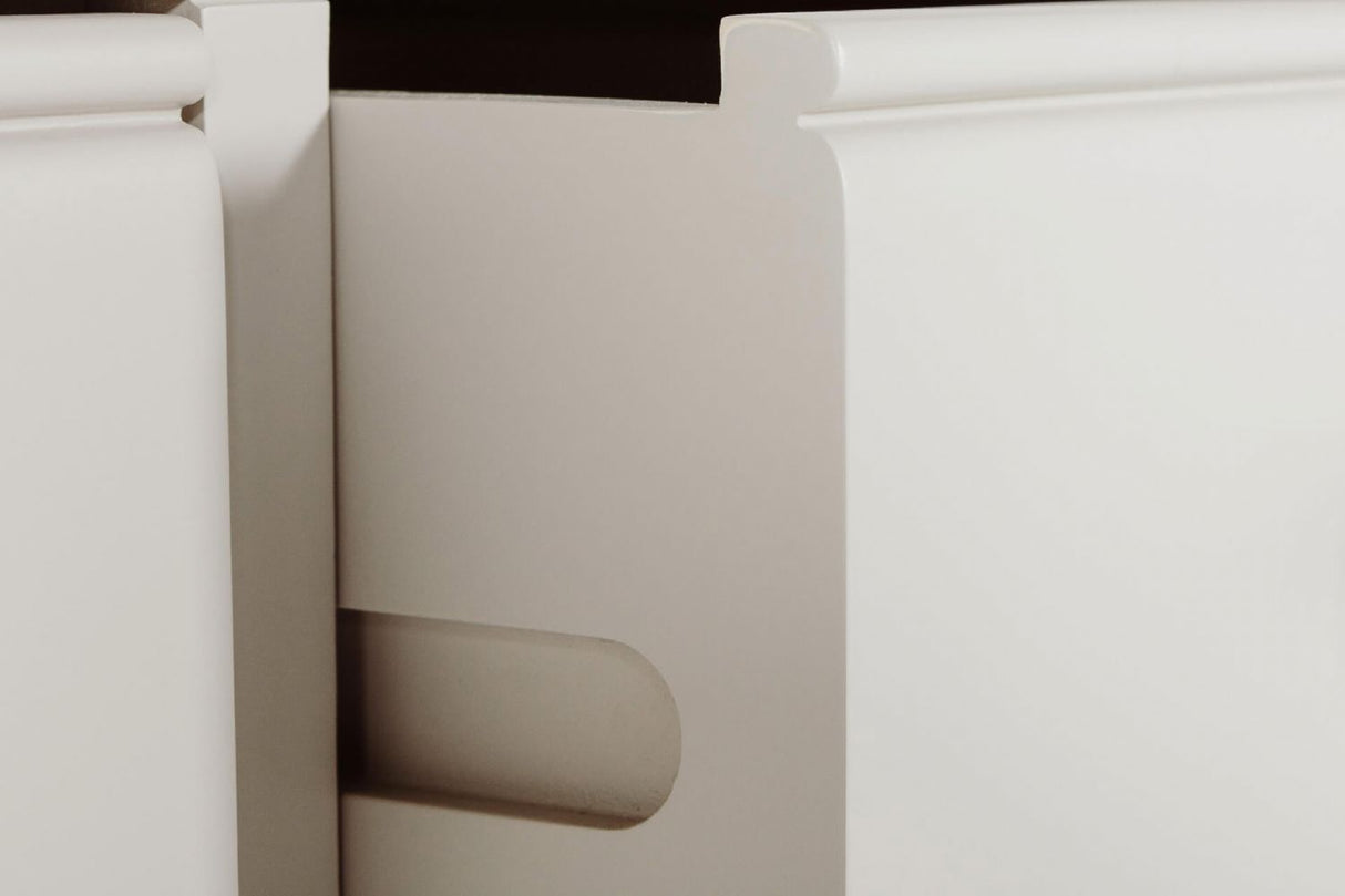 Taupe Wooden 2 Door 2 Drawer Small Sideboard Oak Top