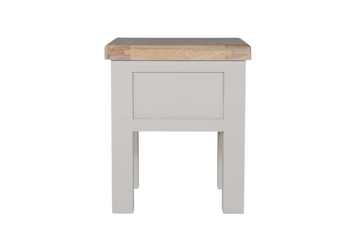 Taupe Painted 1 Drawer Lamp Table with Oak Top