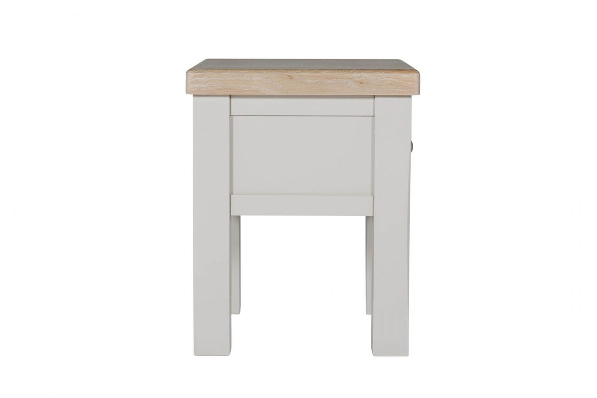 Taupe Painted 1 Drawer Lamp Table with Oak Top