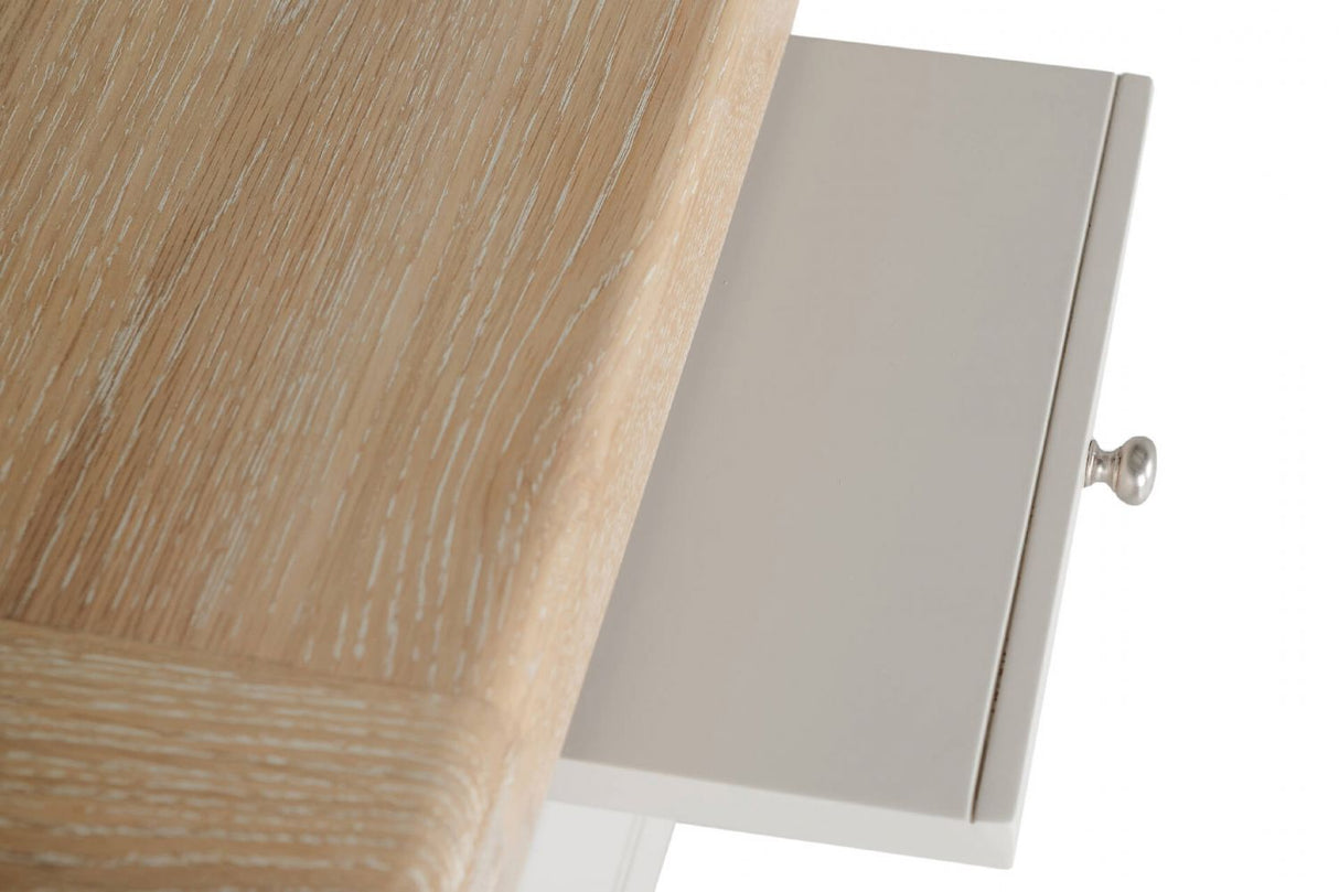Taupe Painted 1 Drawer Lamp Table with Oak Top