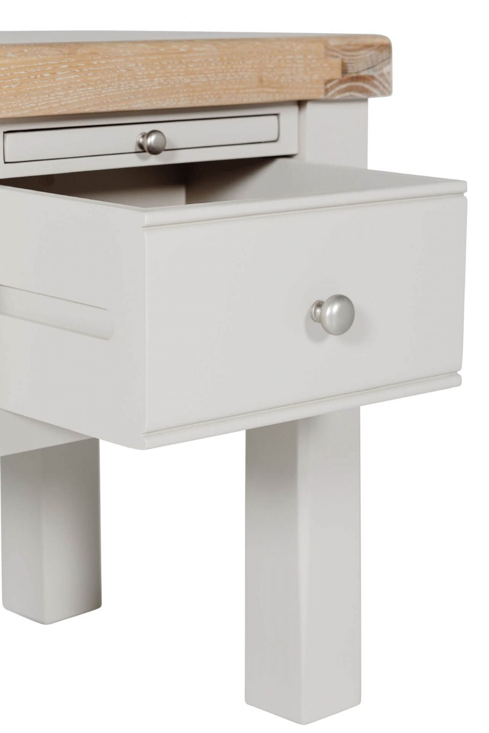 Taupe Painted 1 Drawer Lamp Table with Oak Top