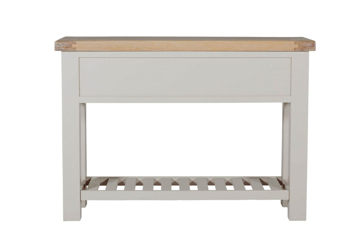 Taupe Wooden 3 Drawer Console Table with Washed Oak Top