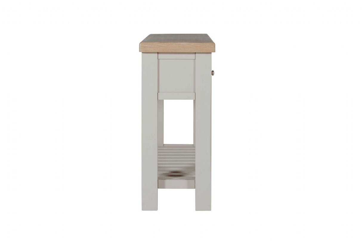 Taupe Wooden 3 Drawer Console Table with Washed Oak Top