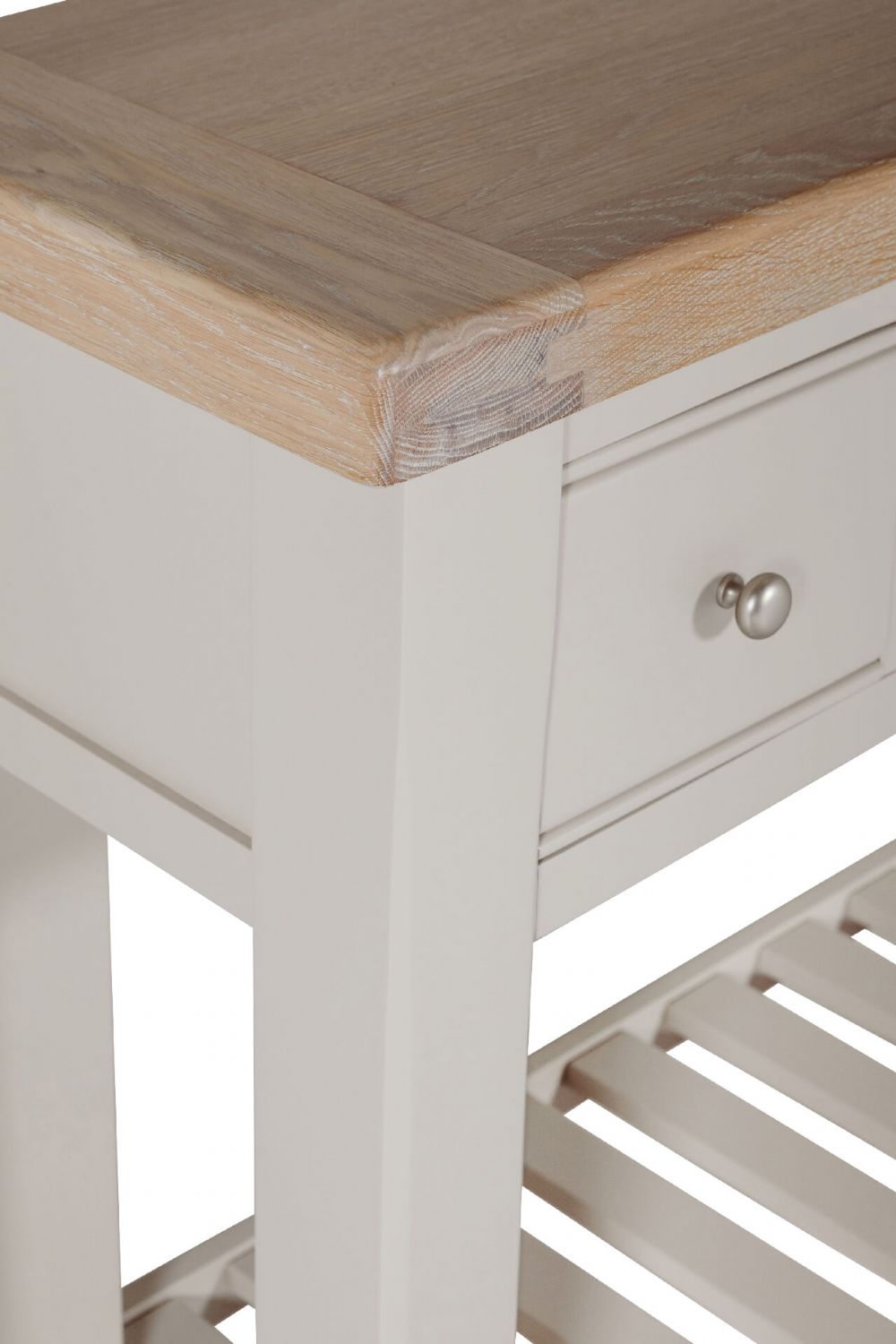 Taupe Wooden 3 Drawer Console Table with Washed Oak Top