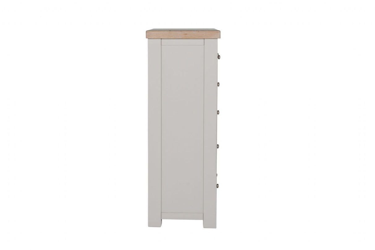 Taupe Pine Tall 3 Over 4 Chest of Drawers Oak Top