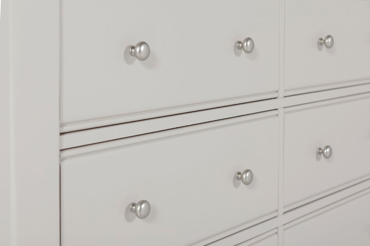Taupe Dressing Chest of 6 Drawers Oak Top
