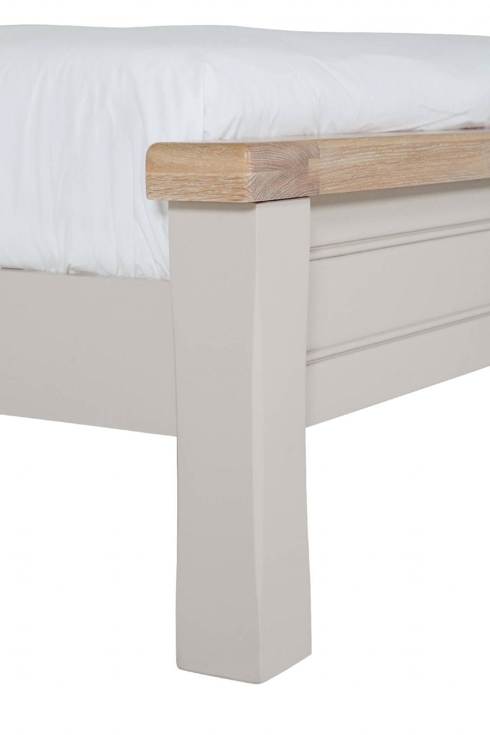 Taupe Wooden Low Footend Super King Size Bed Oak Top