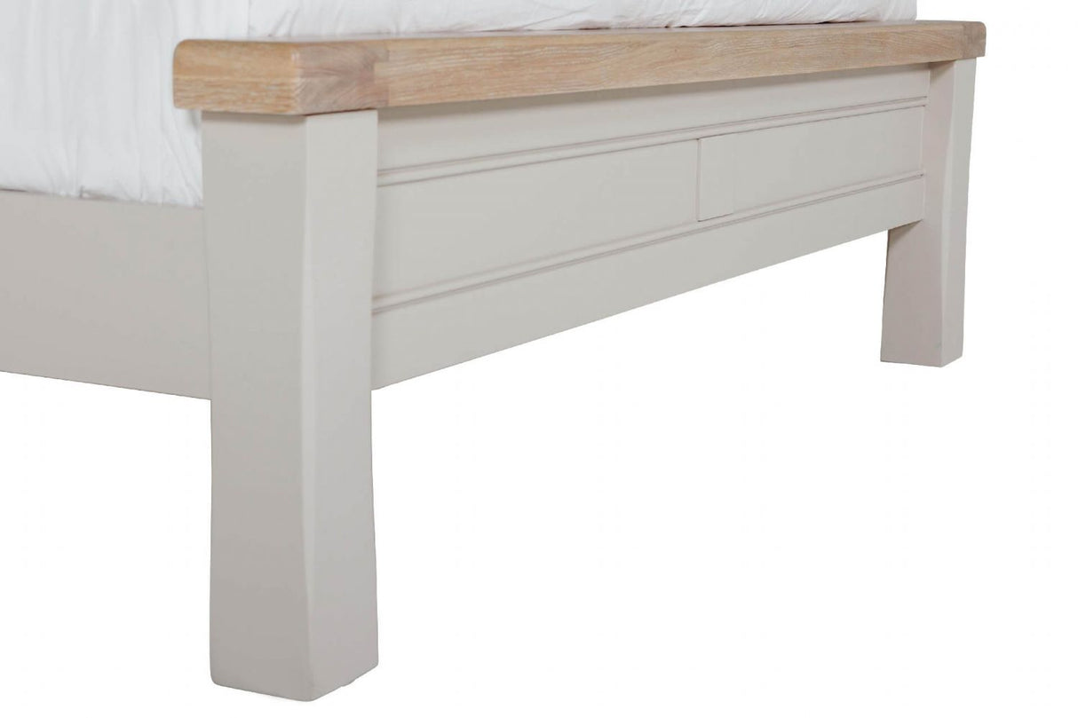Taupe Wooden Low Footend Super King Size Bed Oak Top