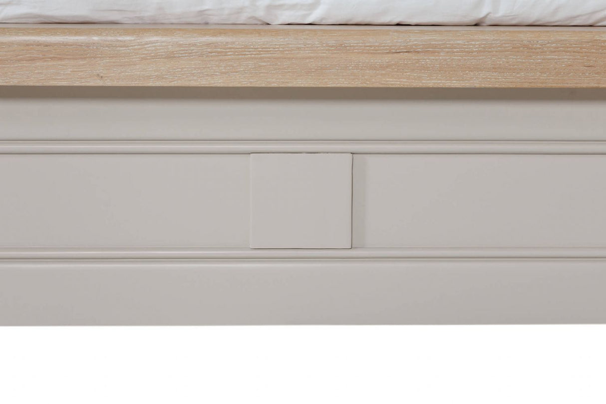 Taupe Wooden Low Footend Double Bed Oak Top