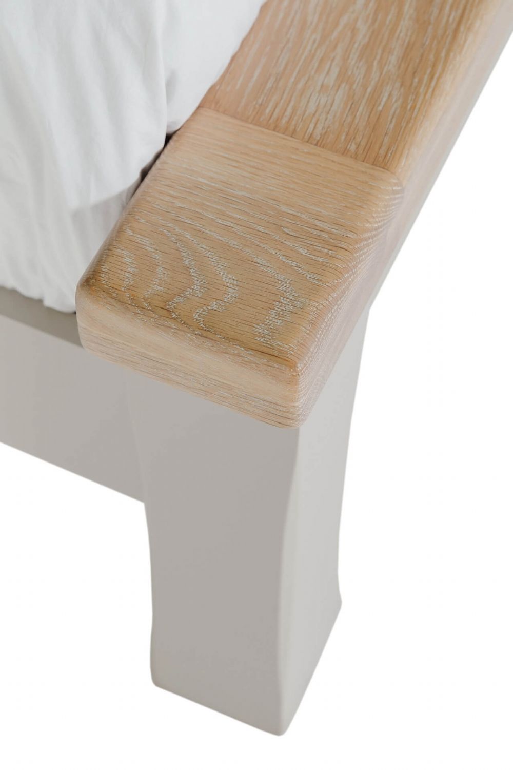 Taupe Wooden Low Footend Double Bed Oak Top