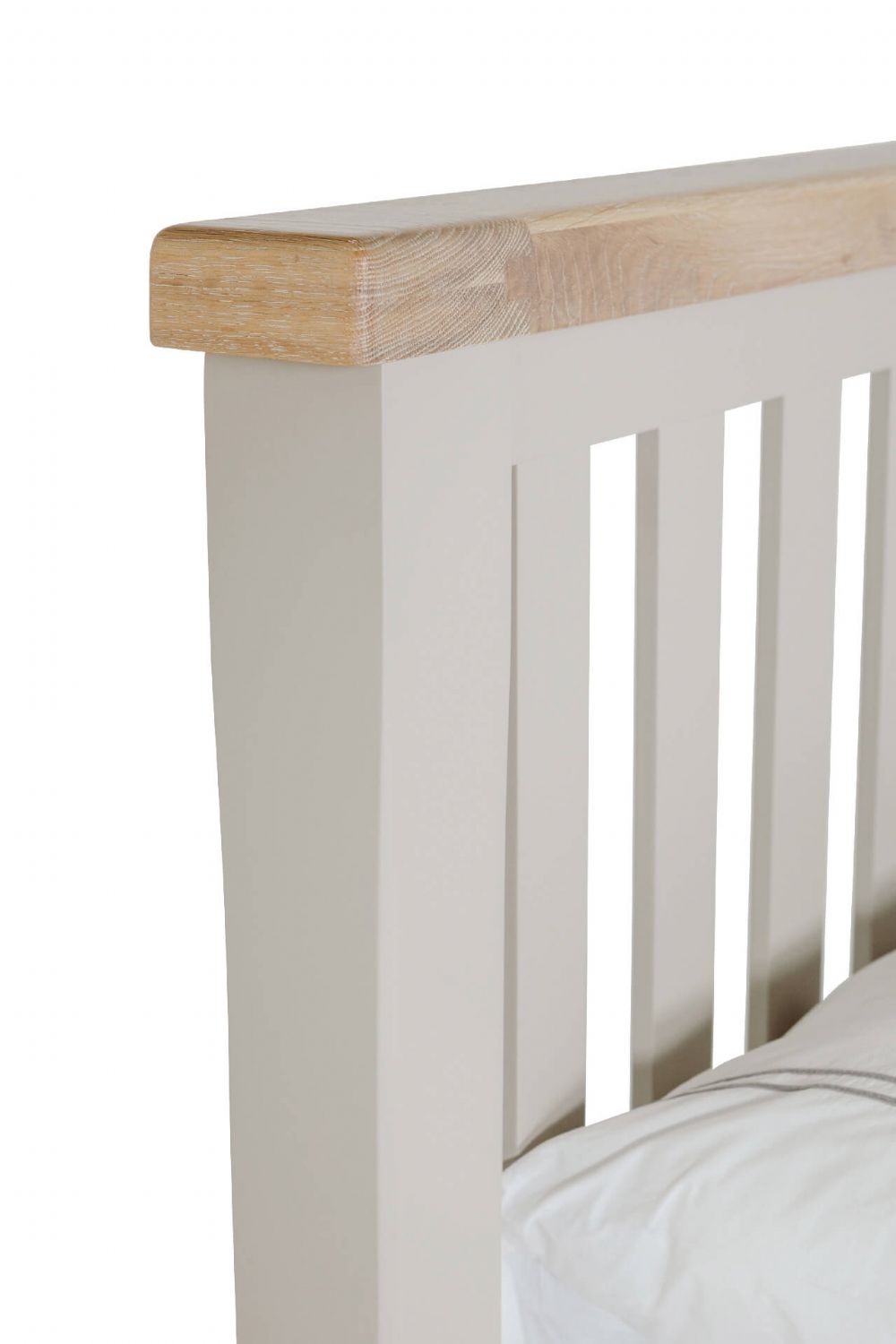 Taupe Wooden Low Footend Super King Size Bed Oak Top