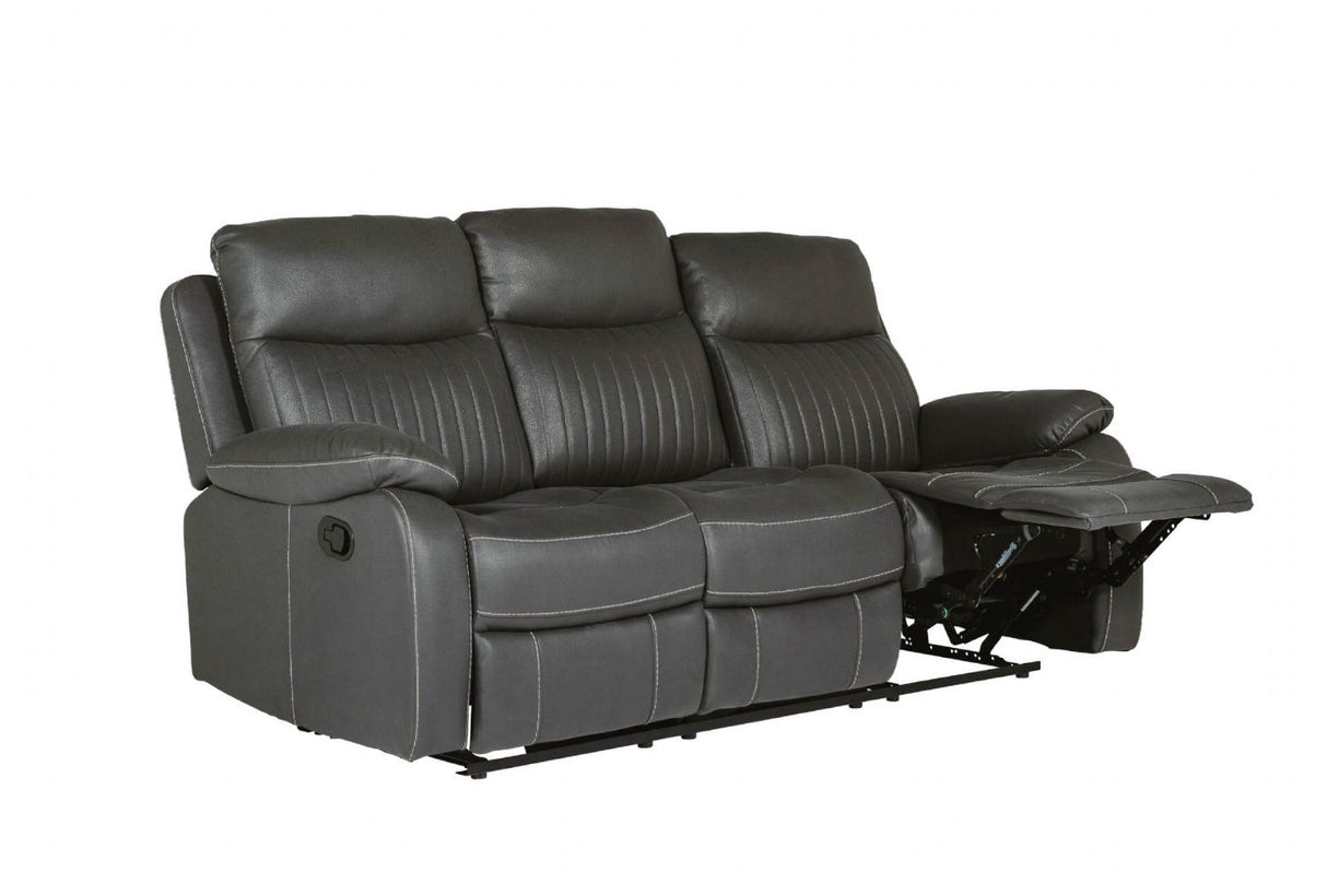 Dark Grey Fabric 3 Seater Manual Recliner Sofa