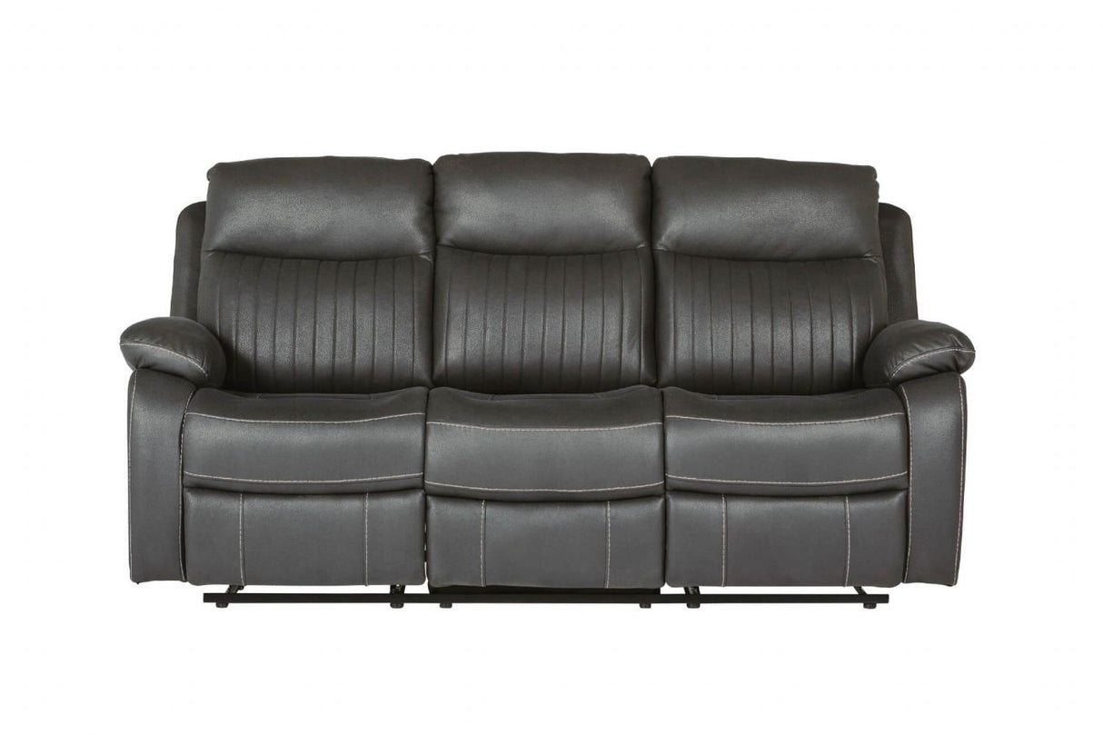 Dark Grey Fabric 3 Seater Manual Recliner Sofa
