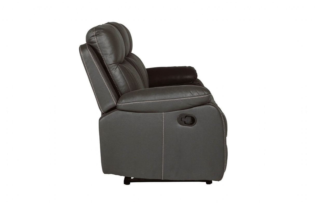 Dark Grey Fabric 3 Seater Manual Recliner Sofa