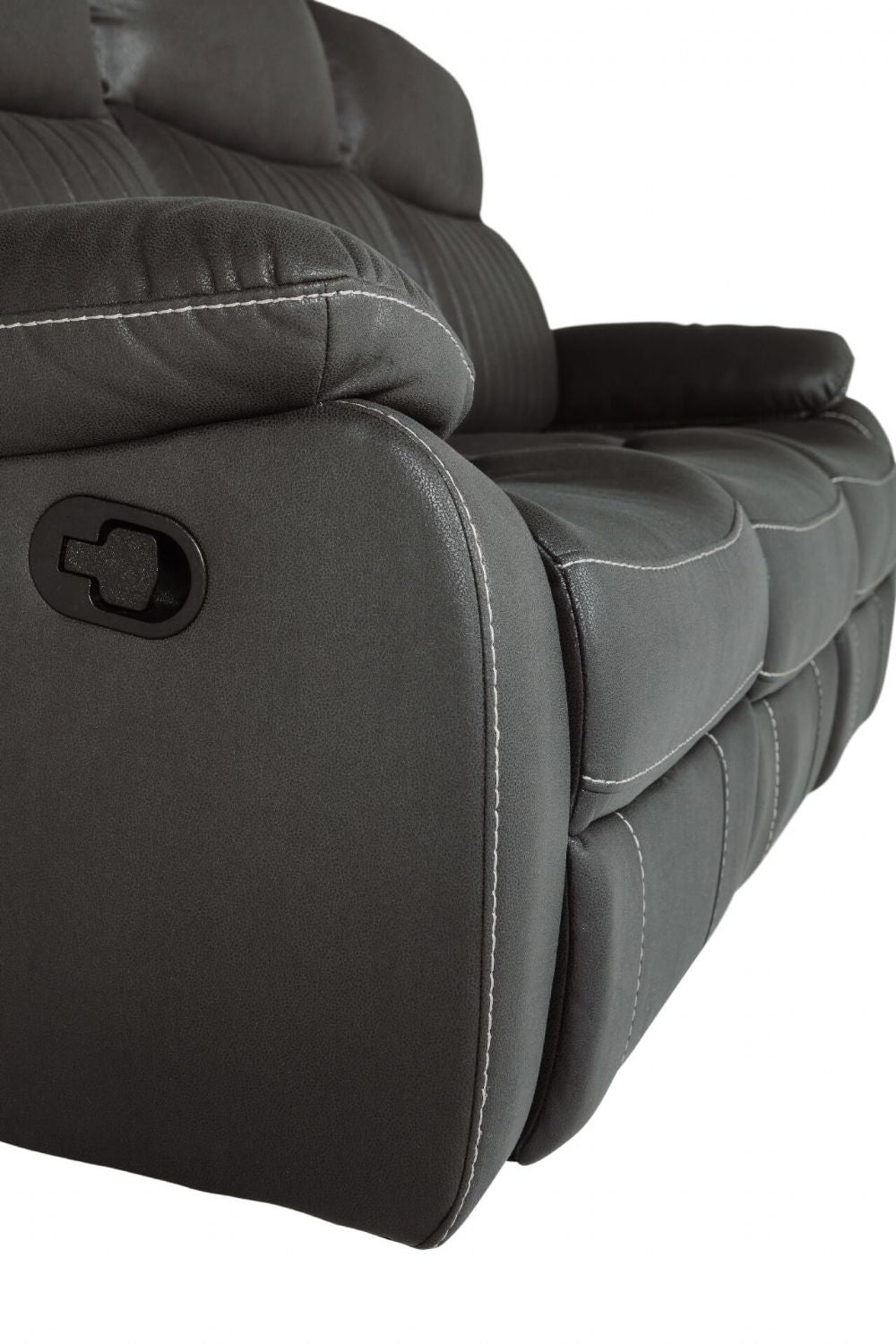 Dark Grey Fabric 3 Seater Manual Recliner Sofa