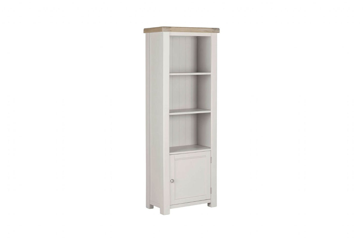Taupe Wooden Tall Bookcase Oak Top with Cabinet Door