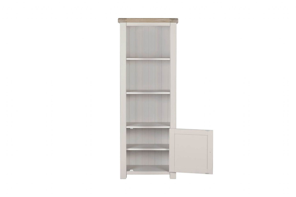 Taupe Wooden Tall Bookcase Oak Top with Cabinet Door