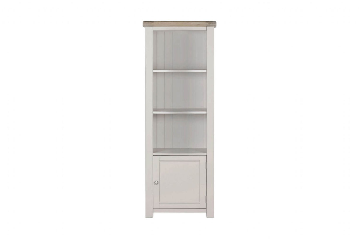 Taupe Wooden Tall Bookcase Oak Top with Cabinet Door