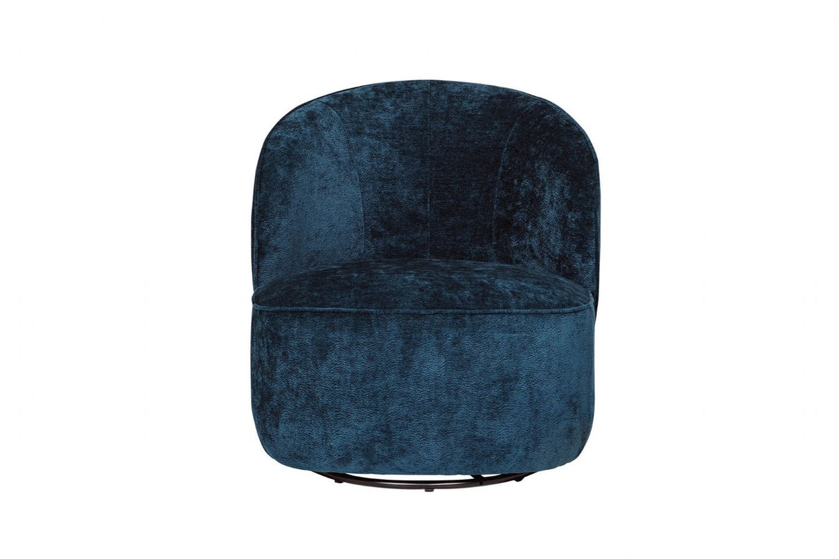 Blue Textured Fabric Swivel Accent Chair with Padded Seat