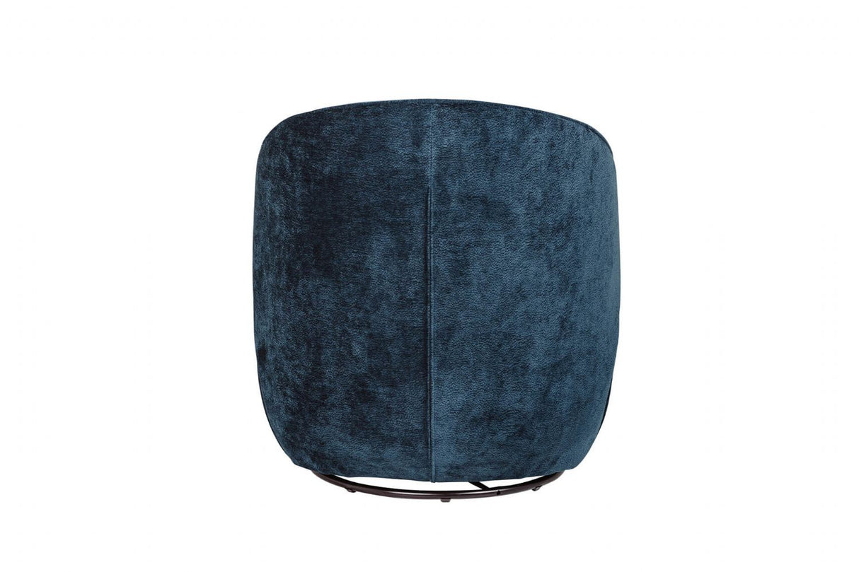 Blue Textured Fabric Swivel Accent Chair with Padded Seat