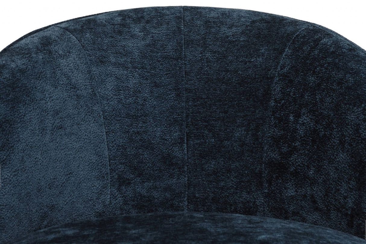 Blue Textured Fabric Swivel Accent Chair with Padded Seat