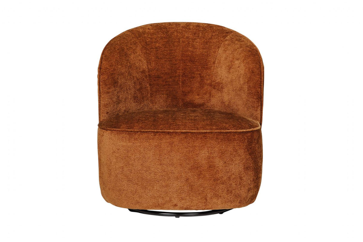 Rust Textured Fabric Swivel Accent Chair with Padded Seat