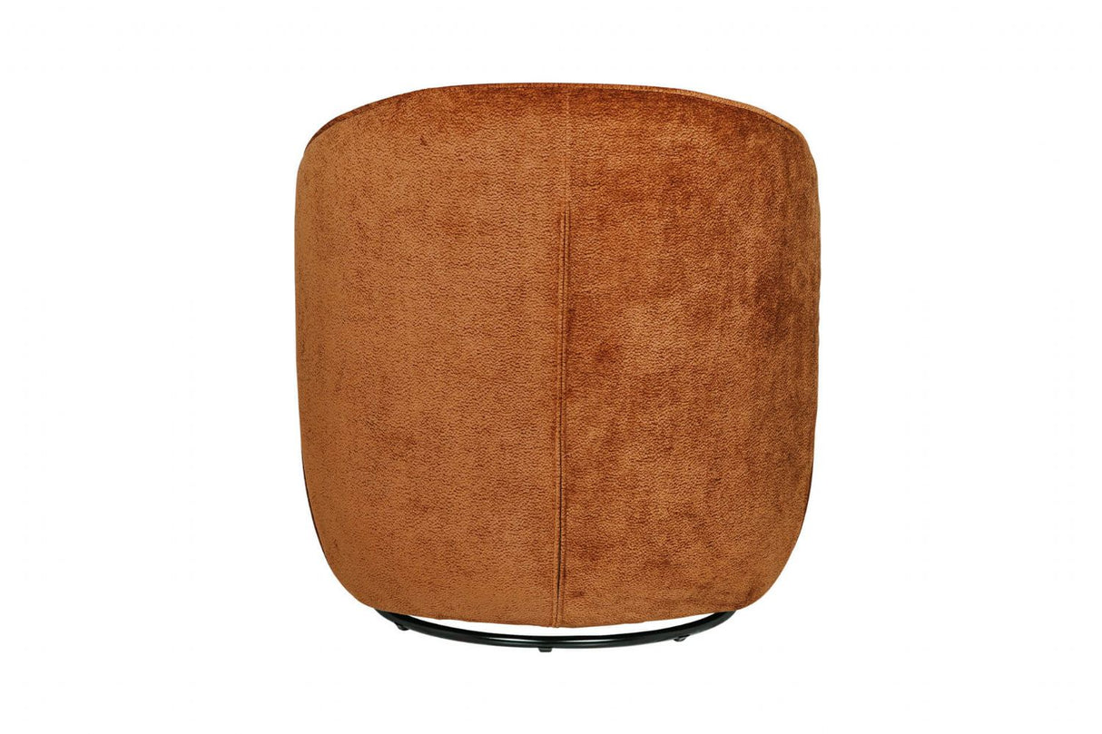 Rust Textured Fabric Swivel Accent Chair with Padded Seat