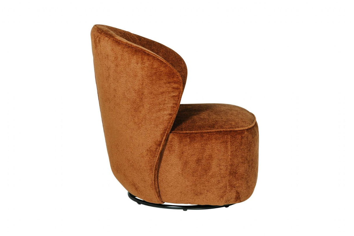 Rust Textured Fabric Swivel Accent Chair with Padded Seat
