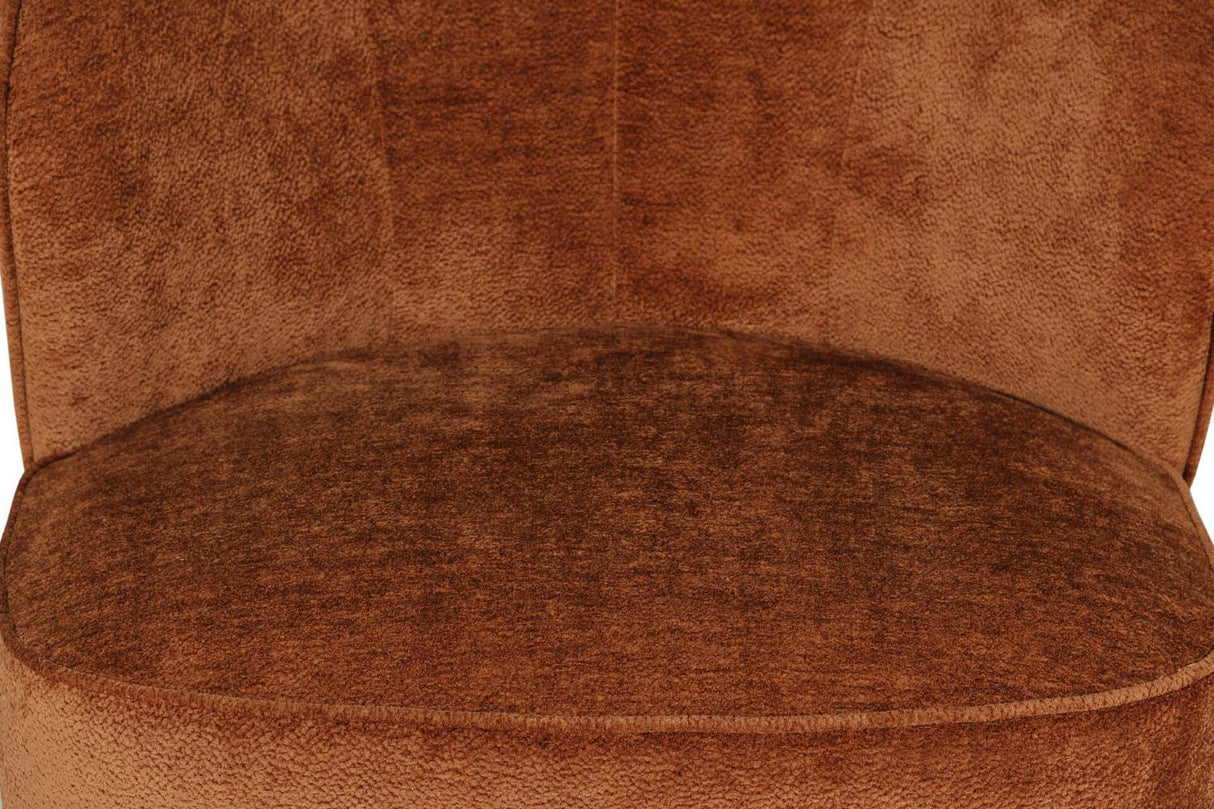 Rust Textured Fabric Swivel Accent Chair with Padded Seat