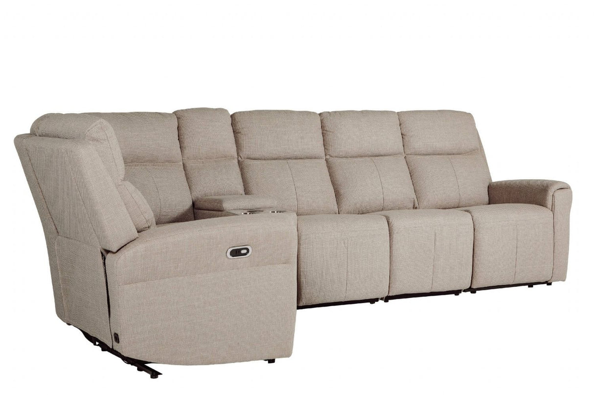 Mushroom Fabric Large Electric Corner Recliner Sofa