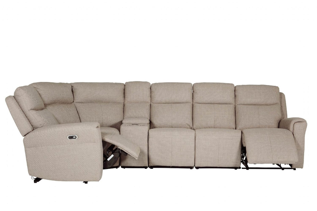 Mushroom Fabric Large Electric Corner Recliner Sofa