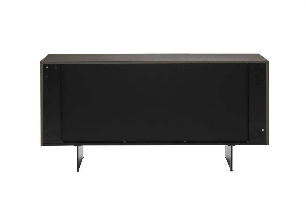 Brown Geometric Designed 3 Door Wide Sideboard