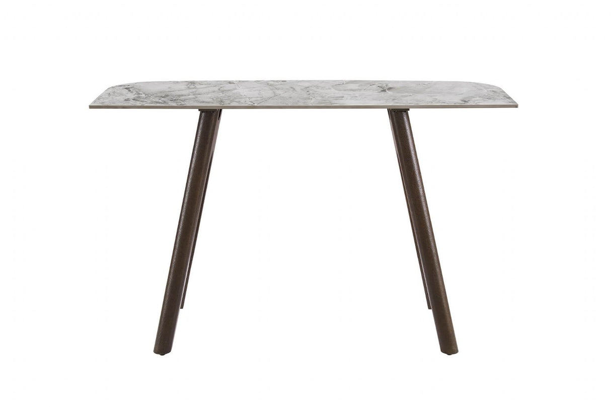 Grey Marble Effect Console Table Dark Wooden Base