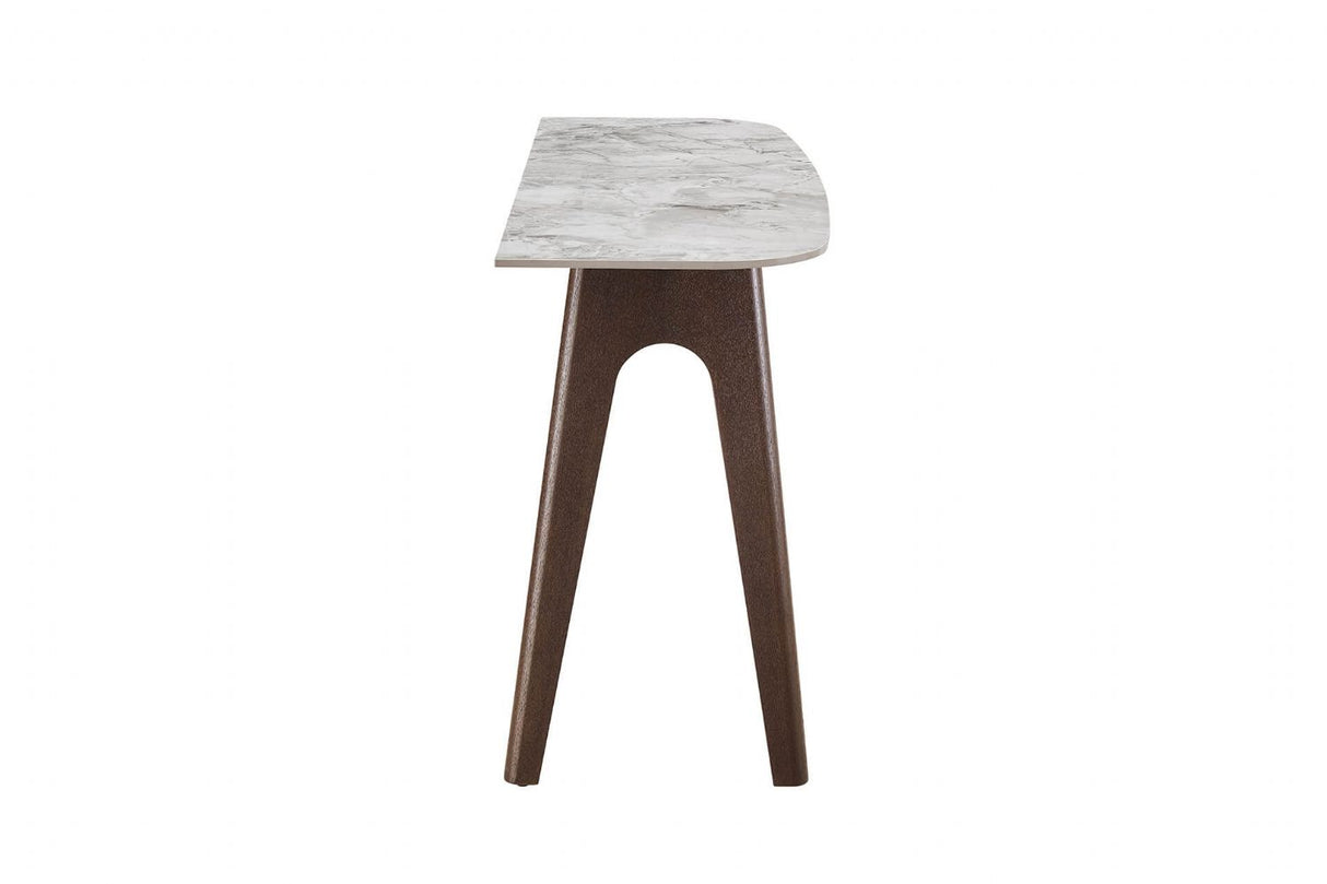 Grey Marble Effect Console Table Dark Wooden Base
