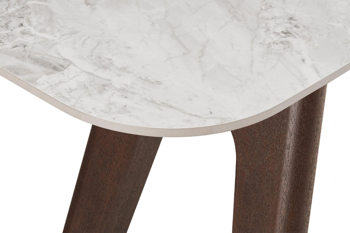 Grey Marble Effect Console Table Dark Wooden Base