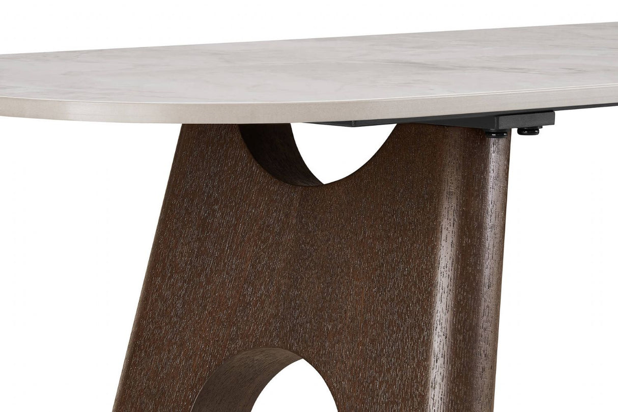 Grey Marble Effect Console Table Dark Wooden Base