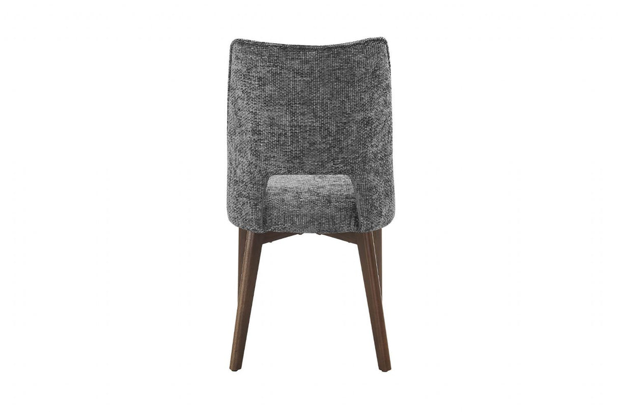 Dark Grey Fabric Padded Dining Chair with Wooden Legs