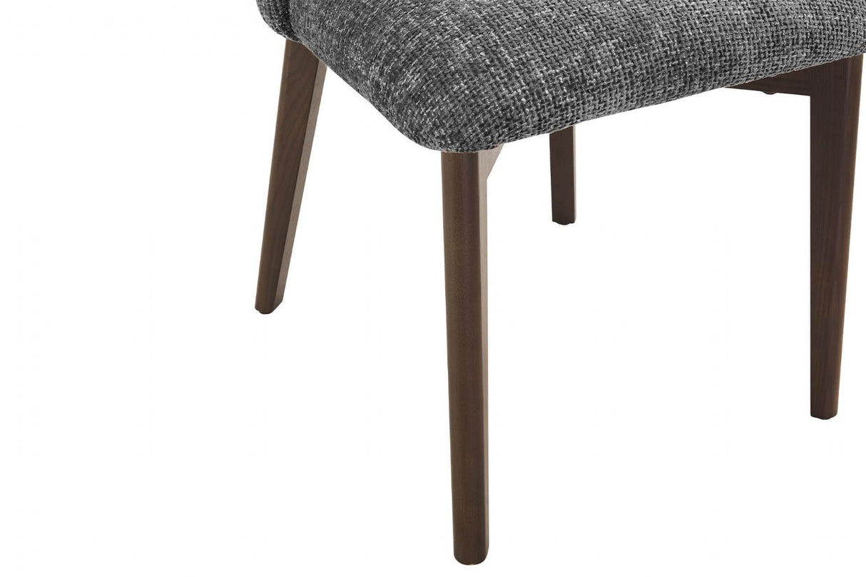 Dark Grey Fabric Padded Dining Chair with Wooden Legs
