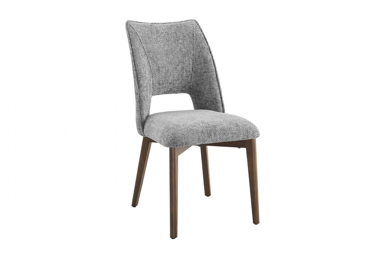 Light Grey Fabric Padded Dining Chair with Wooden Legs