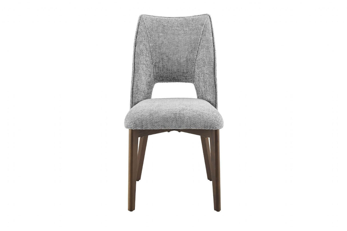Light Grey Fabric Padded Dining Chair with Wooden Legs