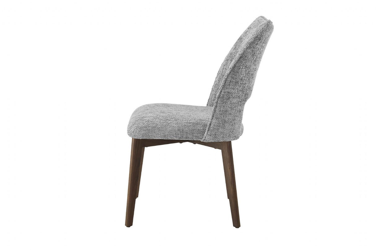Light Grey Fabric Padded Dining Chair with Wooden Legs