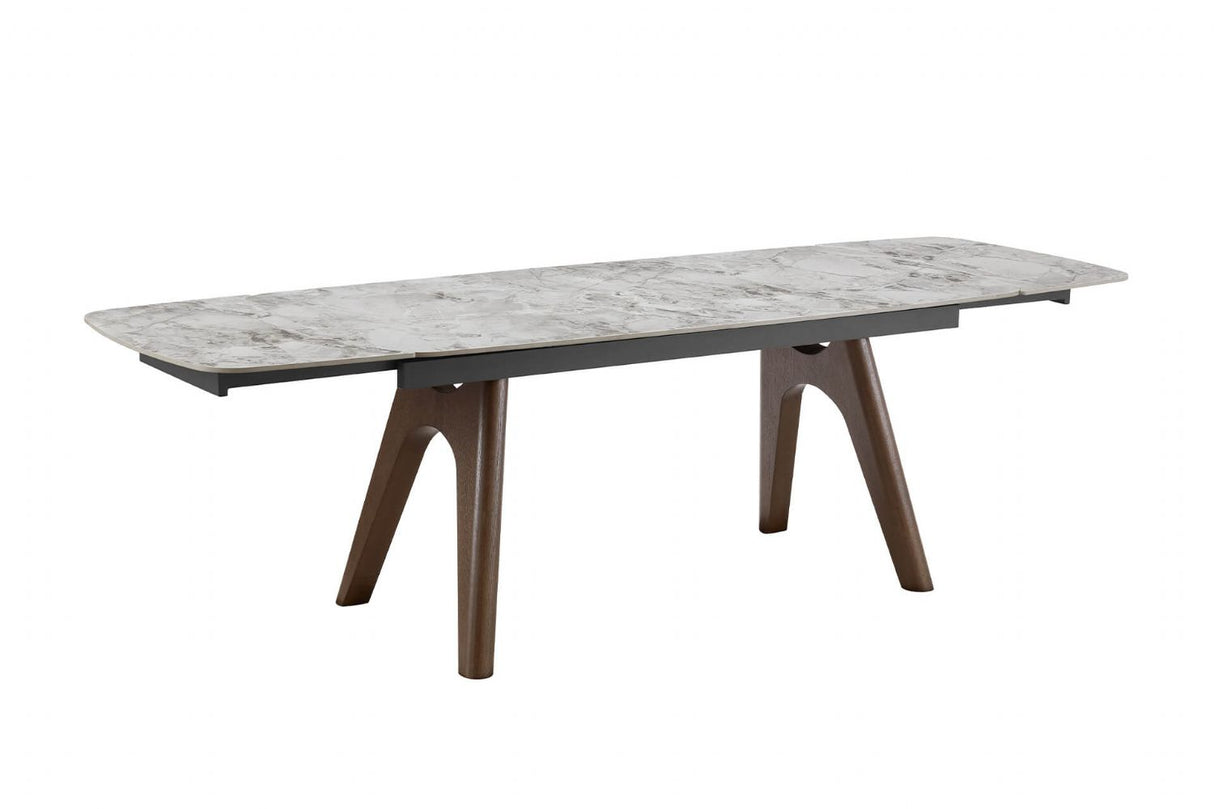 Grey Marble Effect Large Extending Dining Table 180 to 260cm