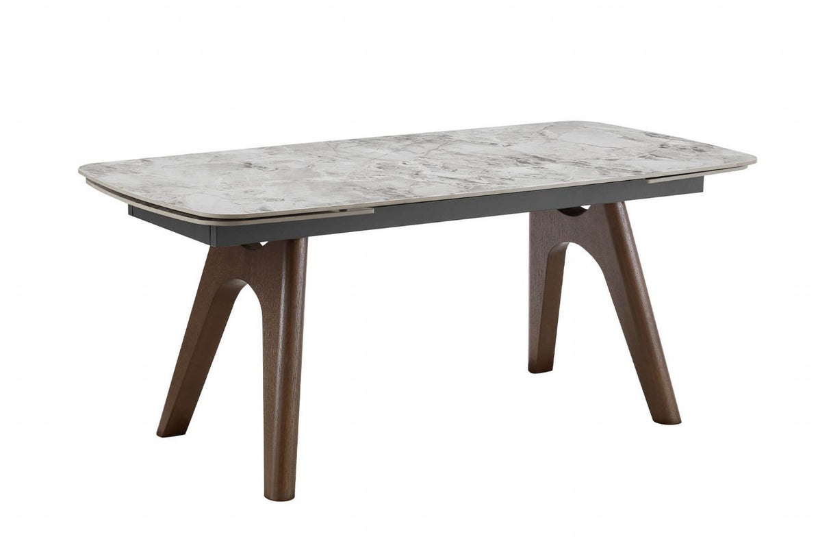Grey Marble Effect Large Extending Dining Table 180 to 260cm