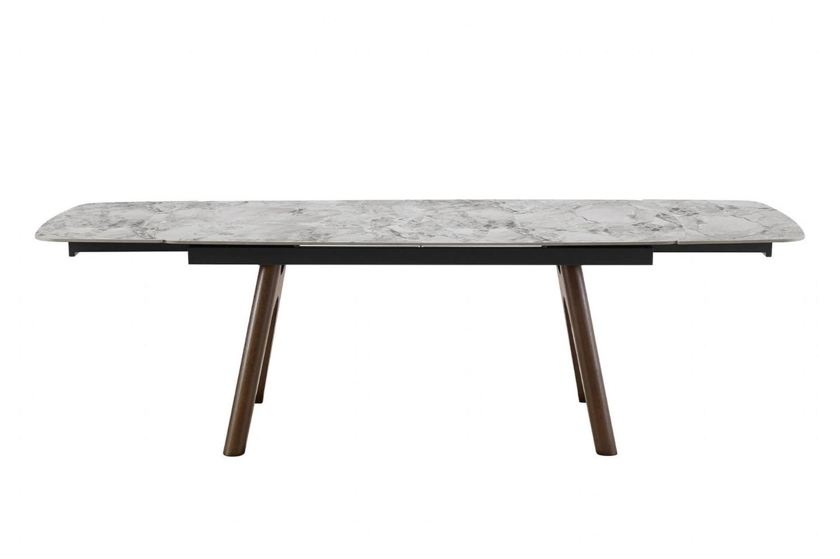Grey Marble Effect Large Extending Dining Table 180 to 260cm